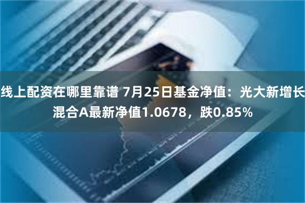 线上配资在哪里靠谱 7月25日基金净值：光大新增长混合A最新净值1.0678，跌0.85%