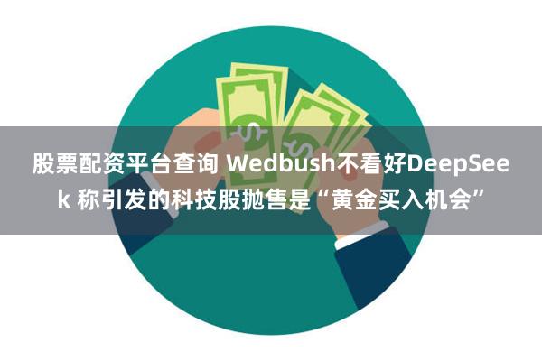 股票配资平台查询 Wedbush不看好DeepSeek 称引发的科技股抛售是“黄金买入机会”